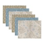 6'lı Renkli Zemin Kar Taneli Özel Tasarım Amerikan Servis Seti Realhomes