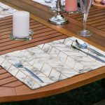 6'lı Mermer Zeminli Geometrik Çizimli Amerikan Servis Seti Realhomes