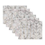 6'lı Mermer Zeminli Geometrik Çizimli Amerikan Servis Seti Realhomes