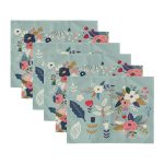 6'lı Yeşil Zeminli Çiçek Tasarımlı Amerikan Servis Seti Realhomes