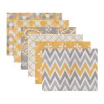 - Servis6li-Set290-Gorsel3 - Realhomes  6'lı Sarı & Gri Geometrik Özel Tasarımlı Amerikan Servis Seti Realhomes