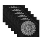 6'lı Siyah Beyaz Mandala Özel Tasarım Amerikan Servis Seti Realhomes