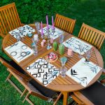 6'lı Krem Renkli Özel Tasarım Çizimler Amerikan Servis Seti Realhomes