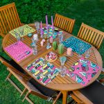 6'lı Renkli Geometrik Pop-Art Desen Tasarımlı Amerikan Servis Seti Realhomes