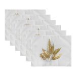 6'lı Altın Varaklı Yaprak Özel Tasarım Amerikan Servis Seti Realhomes