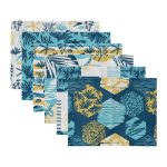 6'lı Renkli Deniz Bitkileri Özel Tasarım Amerikan Servis Seti Realhomes