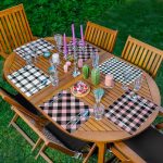 6'lı Beyaz Pembe Ekose Tasarımlı Amerikan Servis Seti Realhomes