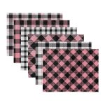 6'lı Beyaz Pembe Ekose Tasarımlı Amerikan Servis Seti Realhomes