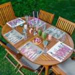 6'lı Kolaj Renkli Özel Tasarım Bitki Desenli Amerikan Servis Seti Realhomes