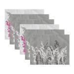 6'lı Kolaj Renkli Özel Tasarım Bitki Desenli Amerikan Servis Seti Realhomes