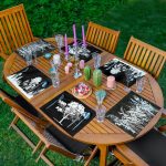 6'lı Siyah Zemin Ot Ağaç Tasarımlı Amerikan Servis Seti Realhomes