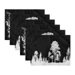 6'lı Siyah Zemin Ot Ağaç Tasarımlı Amerikan Servis Seti Realhomes