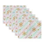 - Servis6li-Set35-Gorsel3 - Realhomes  6'lı Renkli Üçgen & Gold Detaylı Kar Taneleri Özel Tasarım Amerikan Servis Seti Realhomes