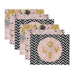 6'lı Pembe Zemin Love Tasarımlı Amerikan Servis Seti Realhomes