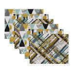 6'lı Geometrik Özel Tasarımlı Gold Detaylı Amerikan Servis Seti Realhomes