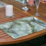 6'lı Renkli Zemin Çam Dalları Özel Tasarım Amerikan Servis Seti Realhomes