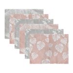 - Servis6li-Set366-Gorsel3 - Realhomes  6'lı Soft Gri Pembe Renkli Yaprak Figürlü Amerikan Servis Seti Realhomes