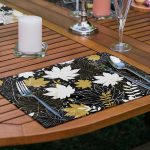 6'lı Siyah Beyaz Gold Detaylı Yaprak Motifli Amerikan Servis Seti Realhomes