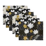 6'lı Siyah Beyaz Gold Detaylı Yaprak Motifli Amerikan Servis Seti Realhomes