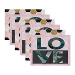 6'lı Pembe Temalı Love Tasarımlı Amerikan Servis Seti Realhomes