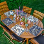 6'lı Lacivert Altın Varaklı Yaprak Tasarımlı Amerikan Servis Seti Realhomes