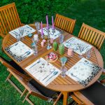 6'lı Siyah Gri Çiçek Tasarımlı Amerikan Servis Seti Realhomes