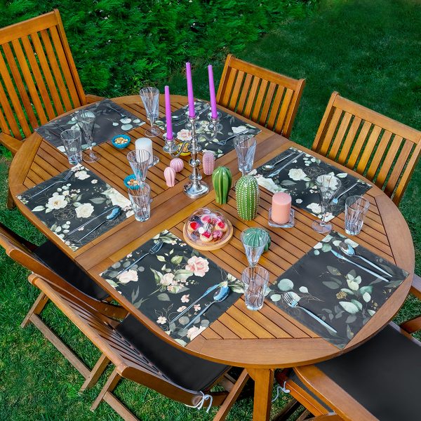 6'lı Etnik Kareli Mandala Tasarımlı Amerikan Servis Seti Realhomes