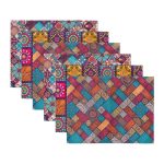 6'lı Etnik Kareli Mandala Tasarımlı Amerikan Servis Seti Realhomes