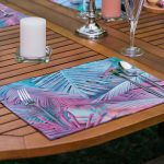 - Servis6li-Set392-Gorsel2 - Realhomes  6'lı Özel Tasarım Neon Tropik Yaprak Motifli Amerikan Servis Seti Realhomes