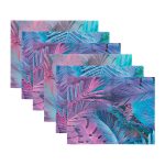 - Servis6li-Set392-Gorsel3 - Realhomes  6'lı Özel Tasarım Neon Tropik Yaprak Motifli Amerikan Servis Seti Realhomes