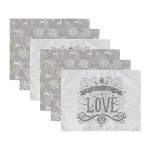 6'lı Gri Kar Taneli Love Temalı Amerikan Servis Seti Realhomes