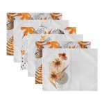 6'lı Turuncu Sonbahar Yaprakları Özel Tasarım Amerikan Servis Seti Realhomes