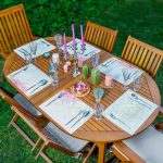 6'lı Mavi Zemin Beyaz Ortanca Çiçeği Tasarımlı Amerikan Servis Seti Realhomes