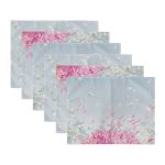 6'lı Mavi Zemin Beyaz Ortanca Çiçeği Tasarımlı Amerikan Servis Seti Realhomes