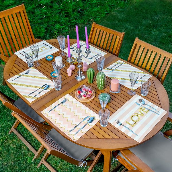 6'lı Etnik Kareli Mandala Tasarımlı Amerikan Servis Seti Realhomes