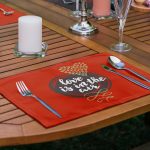 6'lı Kırmızı Siyah Zemin Sevgili Temalı Amerikan Servis Seti Realhomes