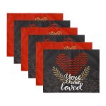 6'lı Kırmızı Siyah Zemin Sevgili Temalı Amerikan Servis Seti Realhomes