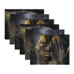 - Servis6li-Set42-Gorsel3 - Realhomes  6'lı Gold Detaylı Siyahi Kadın Temalı Amerikan Servis Seti Realhomes