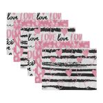 6'lı Siyah Pembe Özel Tasarım Sevgili Temalı Amerikan Servis Seti Realhomes