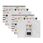 6'lı Renkli Gold Detaylı Kalp Tasarımlı Sevgililer Günü Temalı Amerikan Servis Seti Realhomes