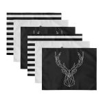 - Servis6li-Set45-Gorsel3 - Realhomes 6'lı Gold Detaylı Kara Kalem Tüy & Geyik Tasarımlı Amerikan Servis Seti Realhomes