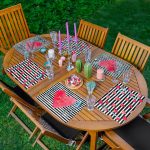 6'lı Siyah Beyaz Çizgili Kalp Tasarımlı Aşk Temalı Amerikan Servis Seti Realhomes