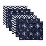 6'lı Lacivert Zigzag Denizci Tasarımlı Amerikan Servis Seti Realhomes