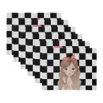 - Servis6li-Set460-Gorsel3 - Realhomes  6'lı Kareli Dama Zemin Sevimli Kız Tasarımlı Amerikan Servis Seti Realhomes