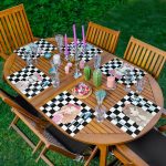 - Servis6li-Set461-Gorsel1 - Realhomes  6'lı Kareli Dama Zemin Sevimli Kız Tasarımlı Amerikan Servis Seti Realhomes