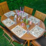 - Servis6li-Set470-Gorsel1 - Realhomes 6'lı Beyaz Zemin Etnik Kara Kalem Çizimli Amerikan Servis Seti Realhomes