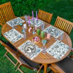 - Servis6li-Set471-Gorsel1 - Realhomes  6'lı Beyaz Zemin Etnik Kara Kalem Çizimli Amerikan Servis Seti Realhomes