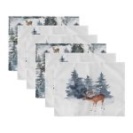 - Servis6li-Set478-Gorsel3 - Realhomes 6'lı Özel Tasarım Geyikler & Çam Ağacı Motifli Amerikan Servis Seti Realhomes