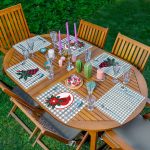 - Servis6li-Set483-Gorsel1 - Realhomes 6'lı Gri Ekose Zeminli Kuş Tasarımlı Amerikan Servis Seti Realhomes