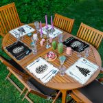 6'lı Siyah Beyaz Çam Ağacı & Kozalak Tasarımlı Amerikan Servis Seti Realhomes